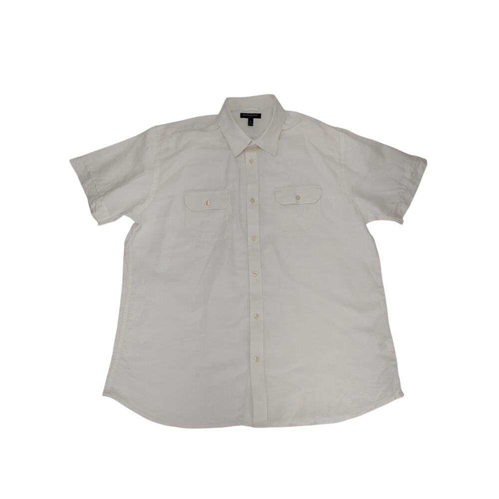 Banana Republic Shirt Mens XL White Linen Blend Button Up Preppy Collared